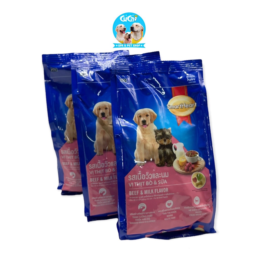 Thức ăn cho chó Smartheart - Puppy 400g vị thịt bò và sữa , hạt cho chó đầy đủ dinh dưỡng - Củ Cải Pet Shop