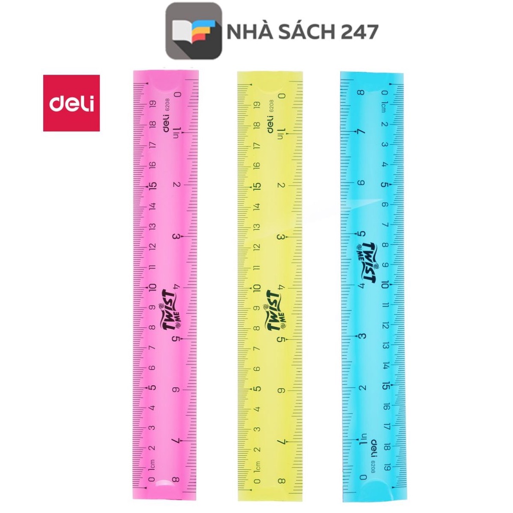 Thước Kẻ Nhựa Dẻo 20cm Deli 6208 nhựa trong suốt, dẻo, bền, không dễ gãy khi uốn cong dễ dàng cất giữ, bảo quản.