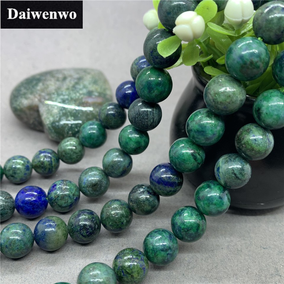 Chuỗi hạt đá ngọc lưu ly 4-12mm sang trọng màu xanh lam dáng tròn