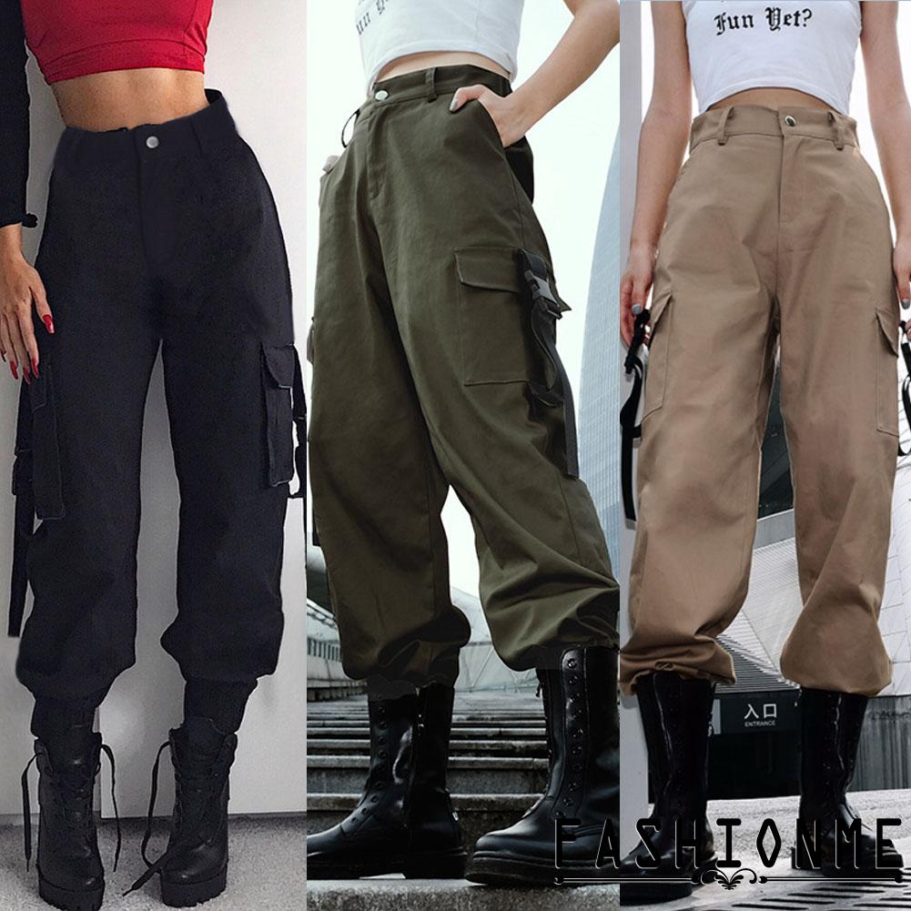 Quần jogger lưng cao kiểu dáng quân đội