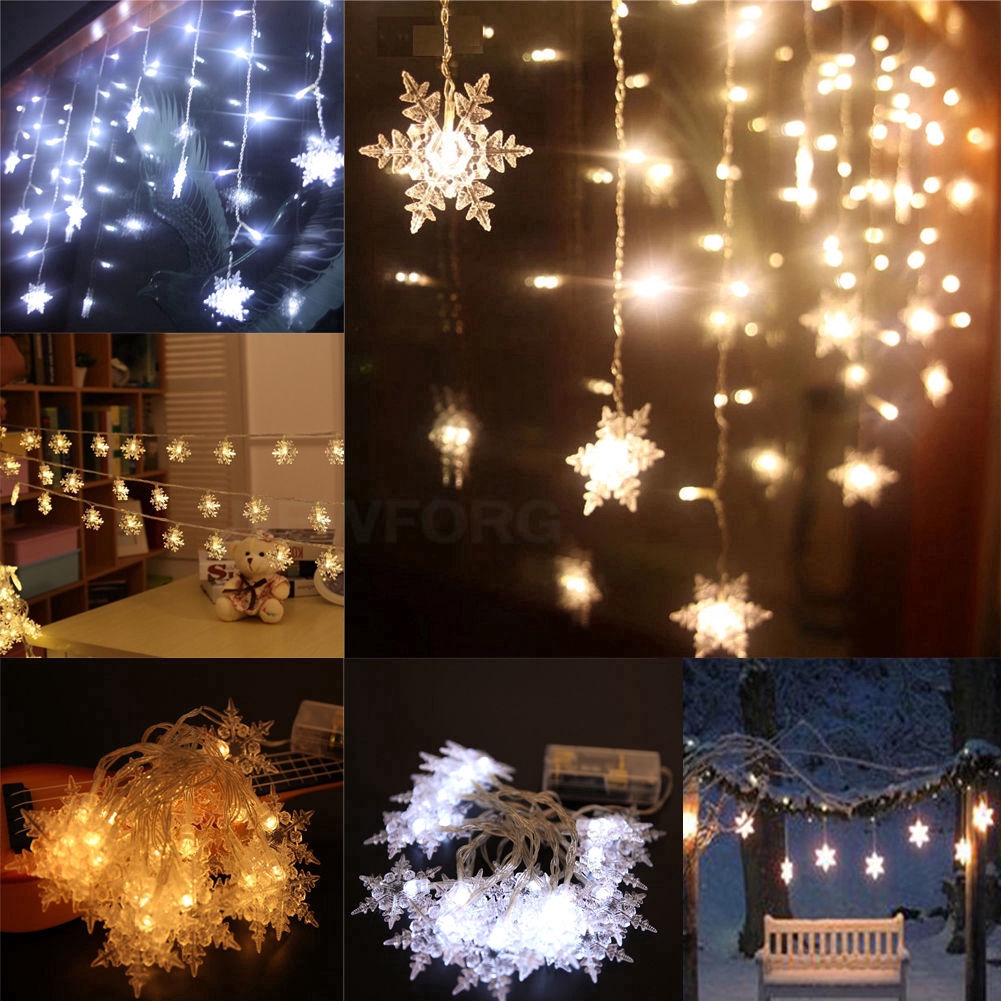 Dây đèn 20 bóng LED hình bông tuyết trang trí nhà cửa/tiệc tùng