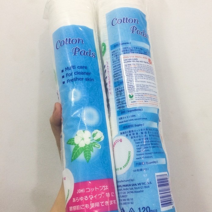 Bông tẩy trang Jomi Cotton Pads 120 miếng / Bông tẩy trang cotton mịn Jomi