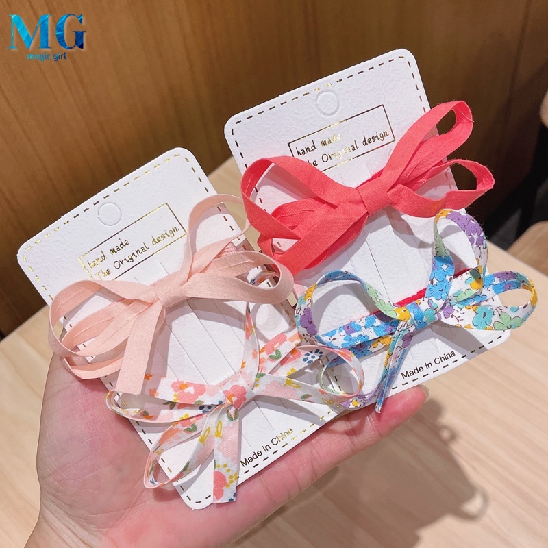 Set 2 kẹp tóc nơ màu sắc ngọt ngào phong cách Hàn Quốc cho nữ