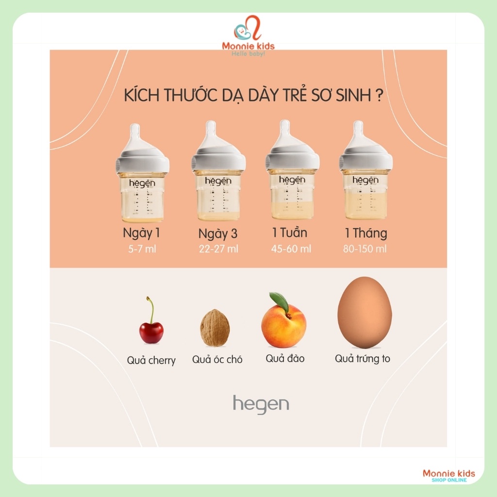 Bình sữa cho bé Hegen PPSU, Bình sữa trẻ em cổ rộng 150ml 240ml 330ml - Monnie Kids