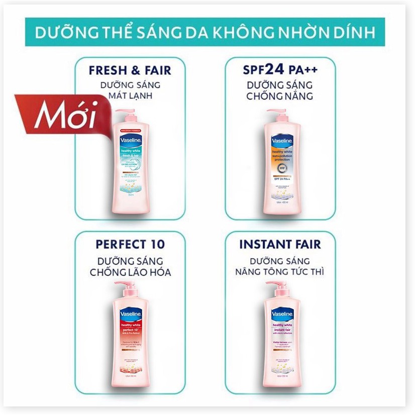 [Mã giảm giá sỉ mỹ phẩm chính hãng] Combo Sữa Dưỡng Thể Vaseline Dịu Mát Sáng Da Healthy White Fresh & Fair Cooling UV G