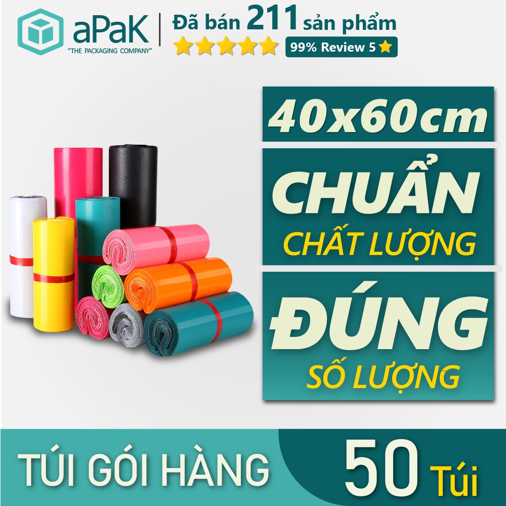 [40x60cm] 50 Túi Gói Hàng, Niêm Phong, Đóng Hàng, Bao Bì Gói Hàng Tự Dính APAK