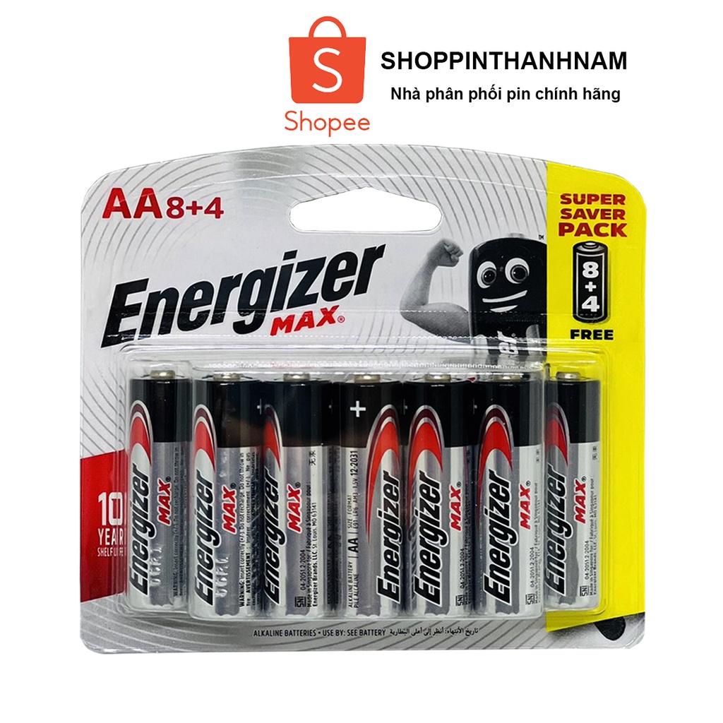 Vỉ 12 viên pin AA Energizer max chính hãng