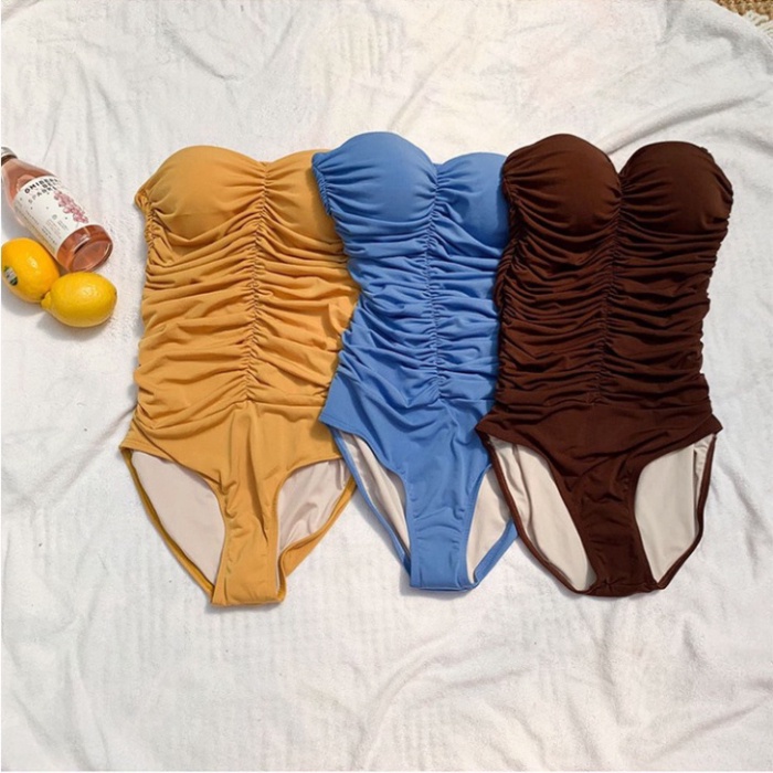 Bikini LUHAZO liền thân 1 mảnh cúp ngực 2 dây quảng châu che khuyết điểm nâng ngực bánh bèo Hàn Quốc BB DK8T401