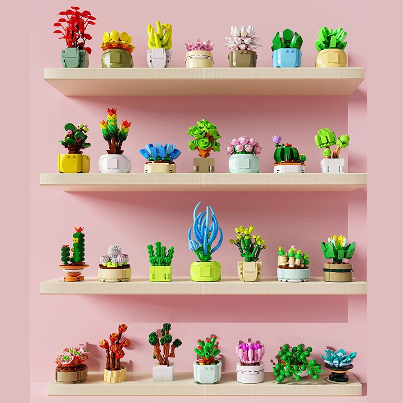 Blind Box Succulent Building Blocks Flower Plant Compatible Lego Small Particle Assembled Toy Gift