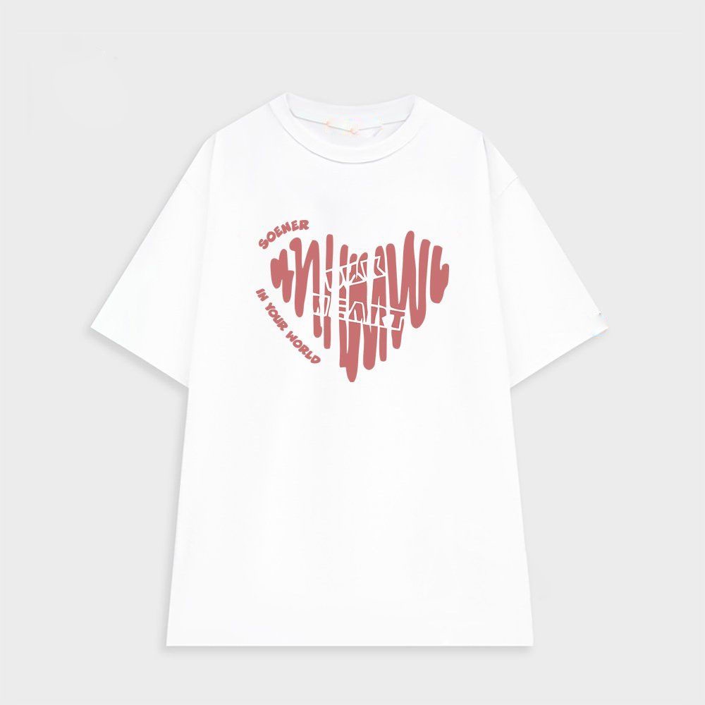 Áo thun nữ Tay Lỡ Unisex Nam Nữ Trái tim soener 686 form rộng