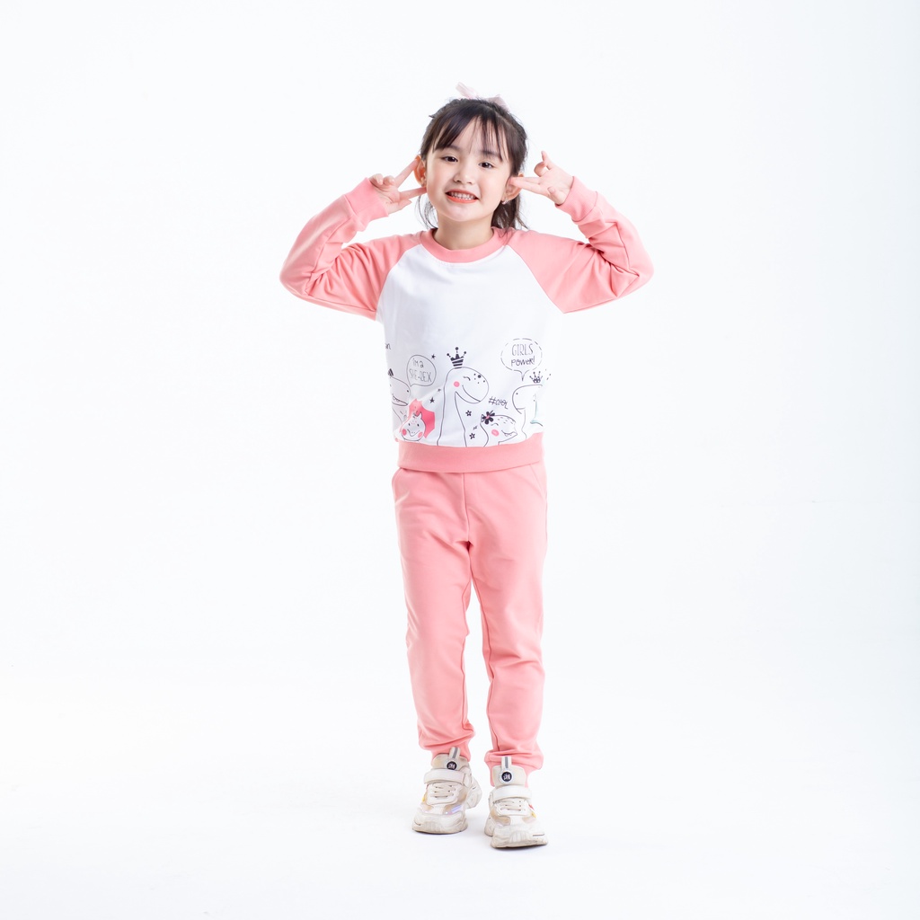Bộ nỉ da cá dày dặn cho bé gái từ 1-8 tuổi thiết kế cao cấp Herokids GB39