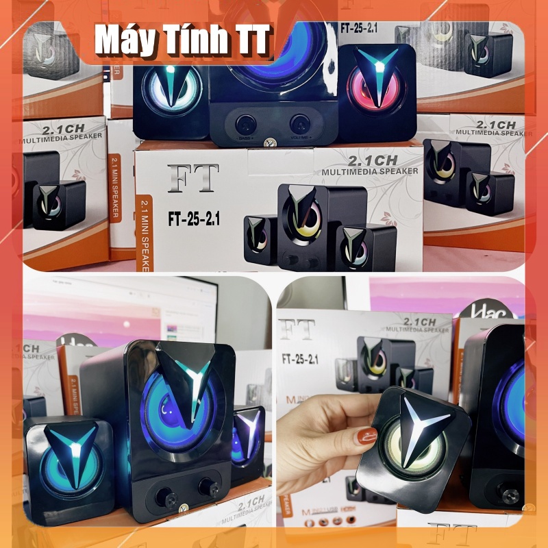 Loa máy tính để bàn mini LED TT25 BASS CỰC ĐÃ  2.1 dành cho PC Laptop Điện thoại có led - Máy Tính TT