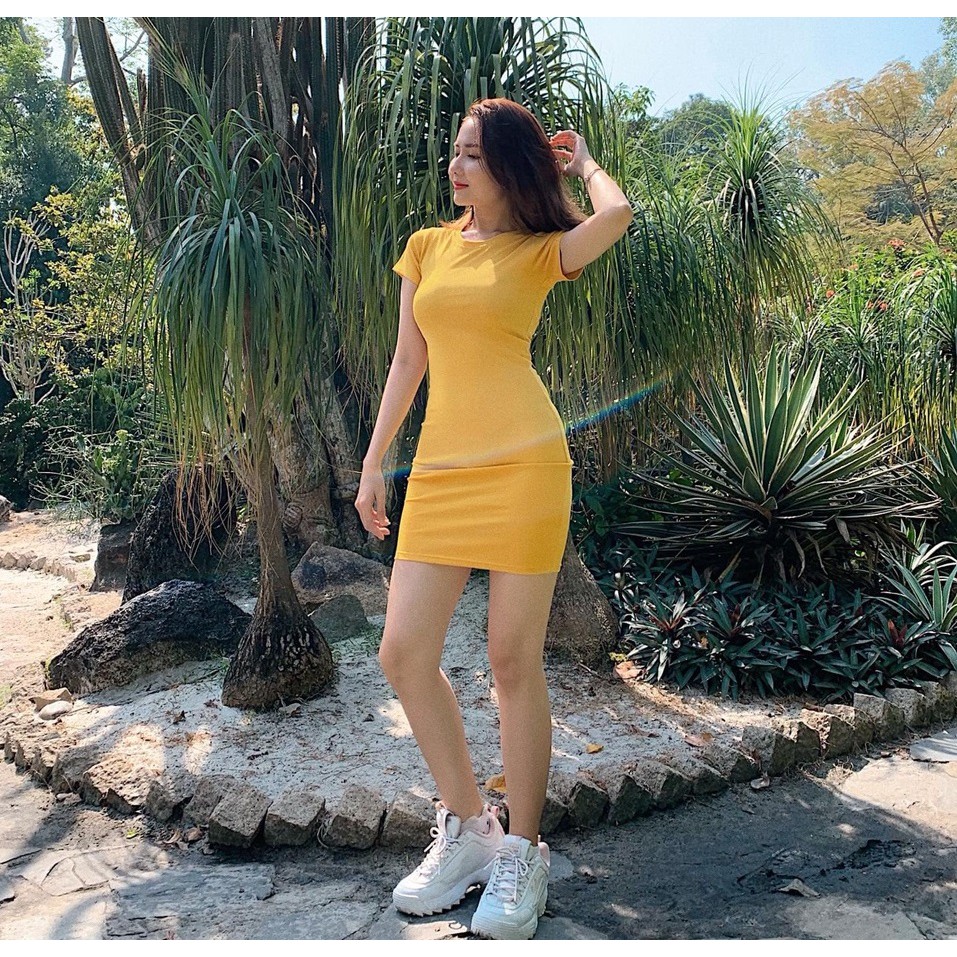 Đầm Body Cổ Tròn Thun Gân | BigBuy360 - bigbuy360.vn
