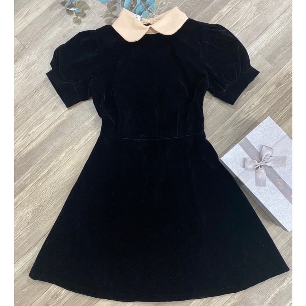 Váy Nhung Xòe Nữ Cổ Bèo Tay Phồng, Đầm Nhung Đẹp Dự Tiệc Màu Đen Thiết Kế Cao Cấp Sang Trọng, Đi Chơi, Đi Làm Vải Loại 1 | BigBuy360 - bigbuy360.vn