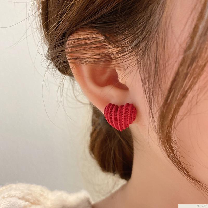 Bông tai hình trái tim màu trơn phong cách Hàn Quốc thời trang cho nữ