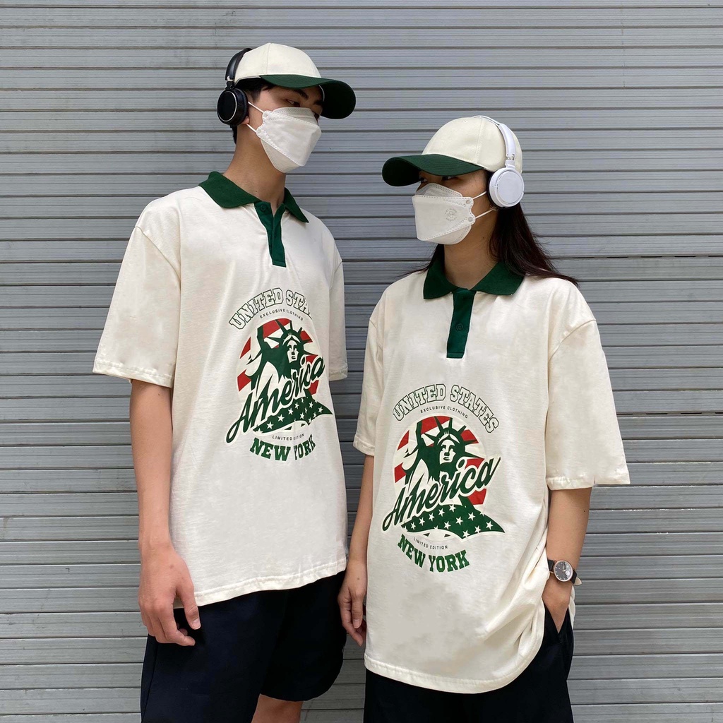 ÁO THUN FF FORM RỘNG POLO AMERICA, VẢI THUN 2 CHIỀU COTTON 250GSM