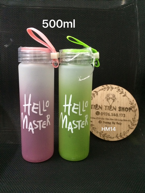 Chai thuỷ tinh 500ml dây xách Hello Master