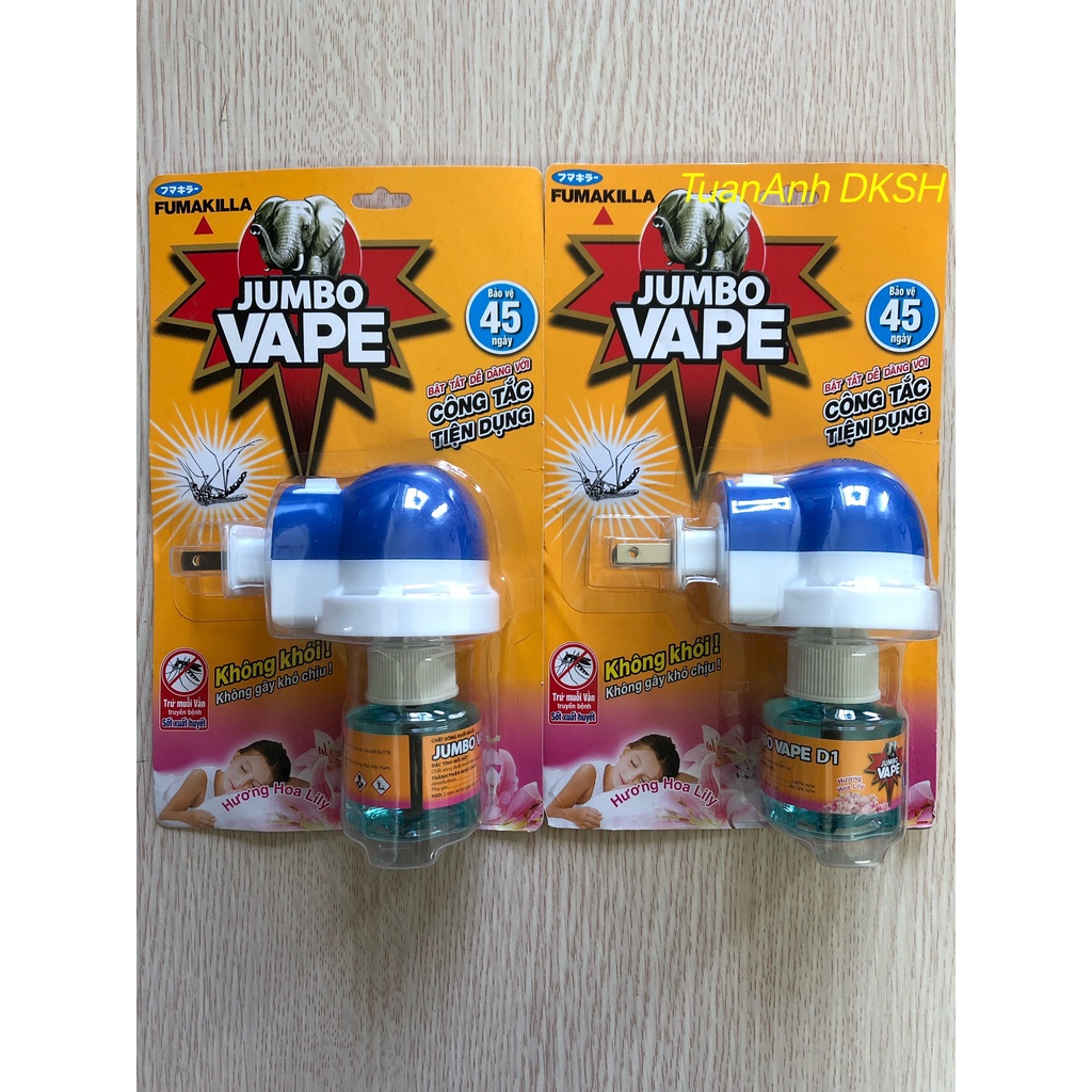 Máy xông đuổi muỗi và lọ tinh dầu Jumbo Vape 34ml. Hàng chính hãng DKSH Việt Nam.