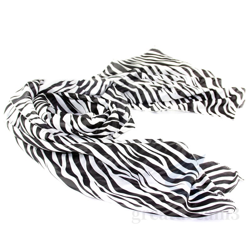 Khăn choàng nữ, vải chiffon, dài, in sọc ngựa vằn, thời trang
 | BigBuy360 - bigbuy360.vn