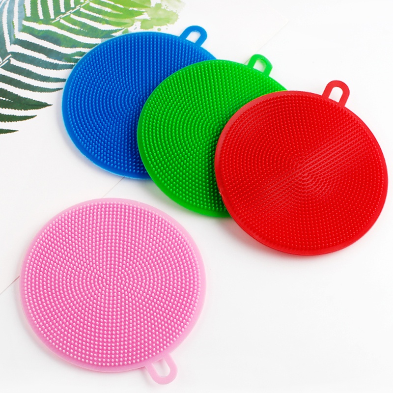 Miếng Rửa Bát Silicon, Miếng Rửa Chén Bát Kiêm Lót Tay Bắc Nồi Bằng Silicon Có Móc Treo