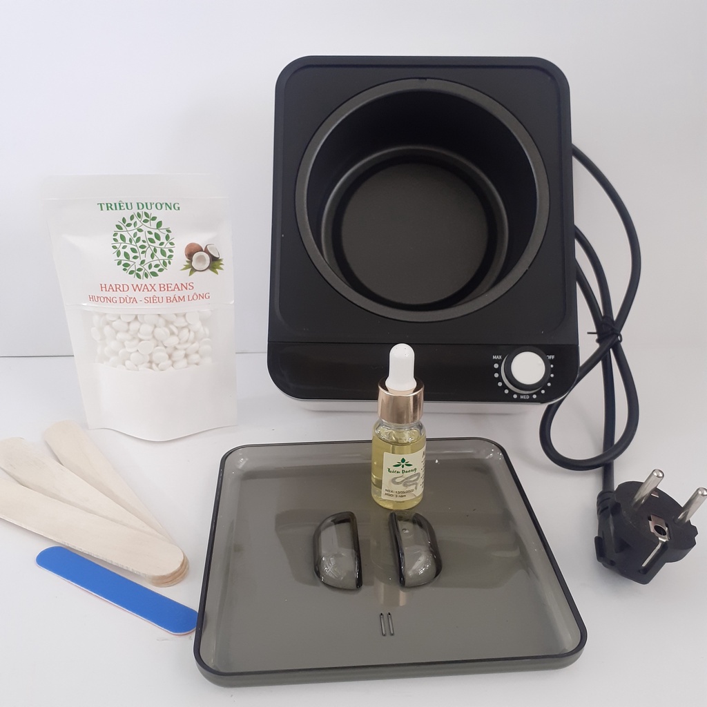 (Tặng 1 dũa móng +1 mặt nạ nén): Nồi sáp wax lông chống dính + sáp wax lông 50g cao cấp dòng hương + mỡ trăn 10ml
