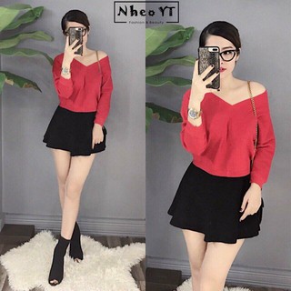Áo len lệch vai