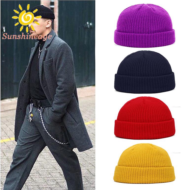 Mũ beanie len màu trơn phong cách retro thời trang thu đông dành cho nam và nữ