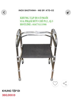 Khung tập đi có bạt ngồi.
