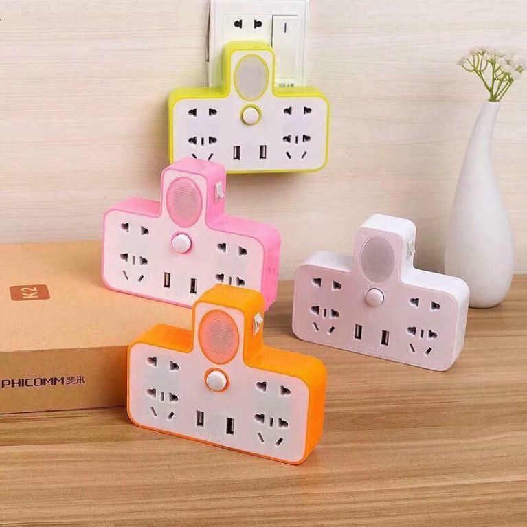 Ổ điện kèm đèn ngủ tiện lợi, ổ điện đa năng có cổng usb, ổ cắm điện 3 chấu