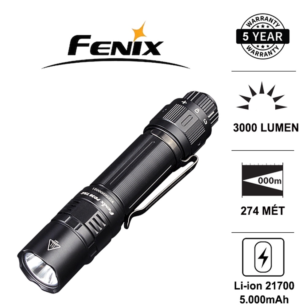 Đèn pin FENIX PD36 TAC độ sáng 3000 lumen chiếu xa 274m pin 21700 5000mAh  công tắc phản ứng nhanh