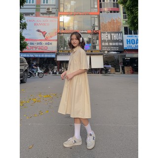 Váy polo trơn cộc tay / be