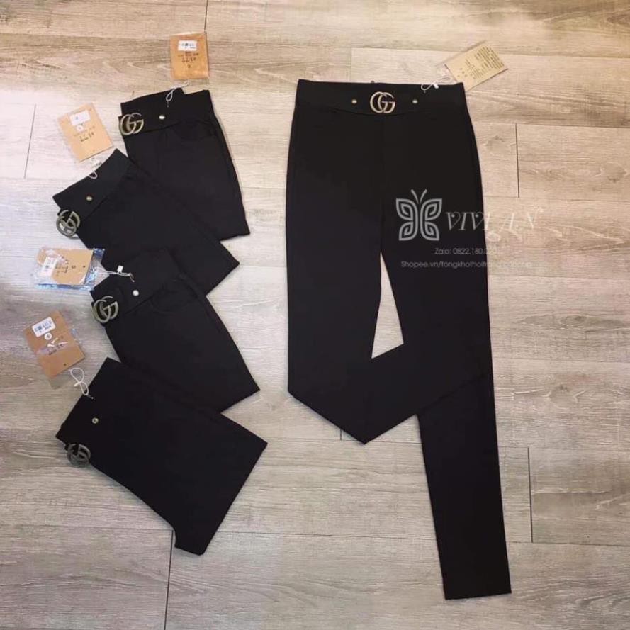 Quần Legging Nữ [Giá Sỉ] Quần khuy GG, Legging Co Giãn 4 Chiều Cao Cấp, Ống Dài Siêu Đẹp, Hàng VNXK