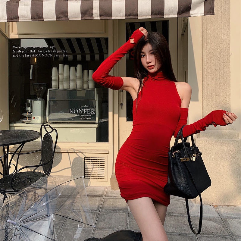 Đầm COZOK cổ lọ xếp ly quyến rũ hợp thời trang
