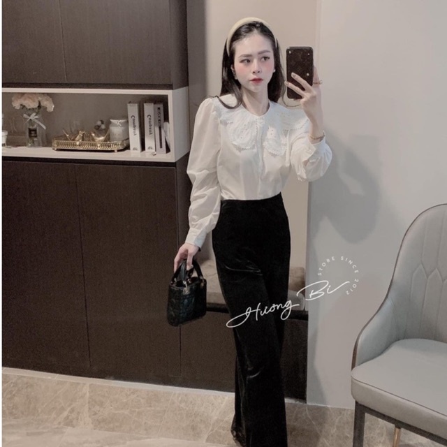 Áo sơ mi nữ - Áo sơ mi kiểu cổ hoa cách điệu - Áo sơ mi tay cài khuy đi học đi làm_037 | BigBuy360 - bigbuy360.vn