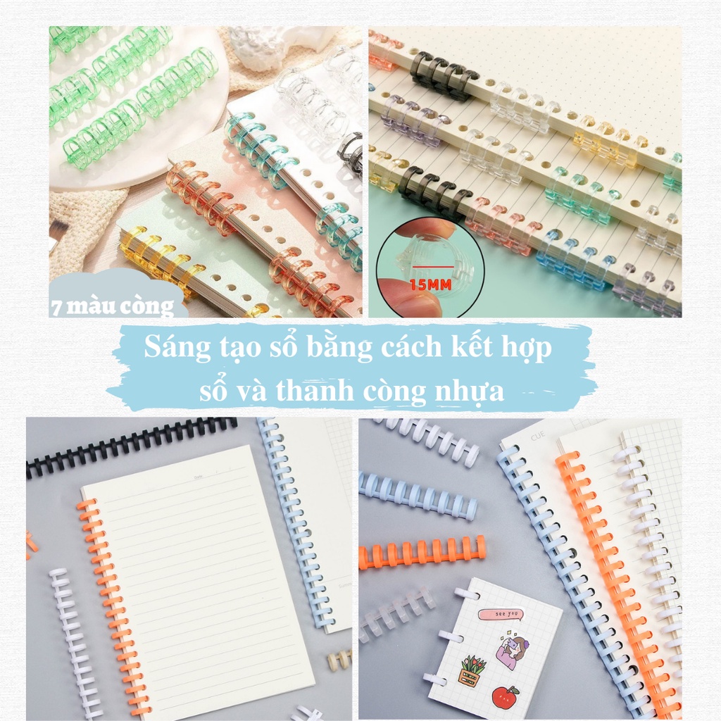 Set 2 bìa lá nhựa B5 A5 nhiều màu pastel làm sổ planner sổ còng 20 26 lỗ