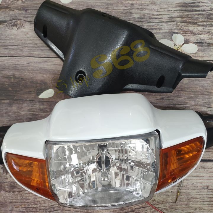 Combo đầu đèn 4 món Loại 1 bóng: ốp đầu, gáy đen, pha đèn, 1 đôi xi nhan gắn xe Wave Thái, Wave anpha, Wave ZX