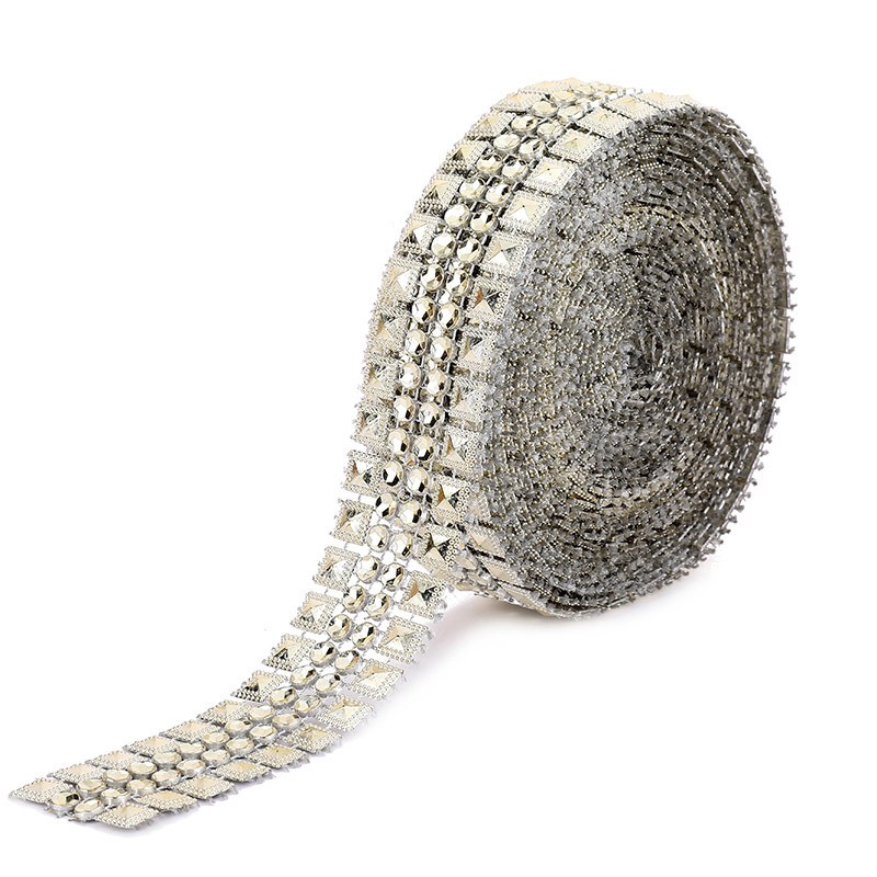 Cuộn Ruy Băng Lưới Mỏng Rộng 2.7CM 5 Yards Đính Đá Trang Trí Bánh Cưới