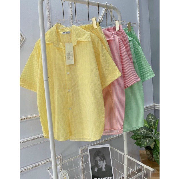 Set Áo Sơ Mi Tay Lở Quần Ngắn Mã T1