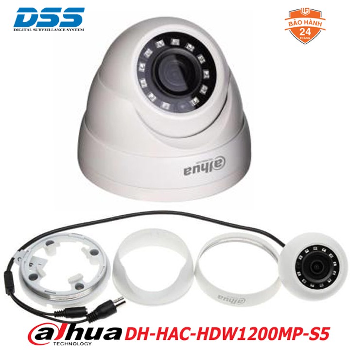 Camera dome Dahua DH-HAC-HDW1200MP-S5 2MP 1080P hồng ngoại 30m hàng chính hãng DSS Việt Nam