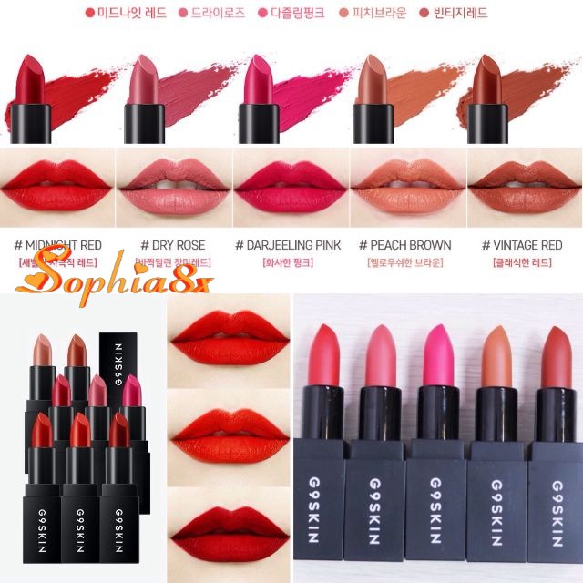 Son thỏi lì Hàn Quốc G9Skin First Lip Stick 02 Dry Rose 3.5g