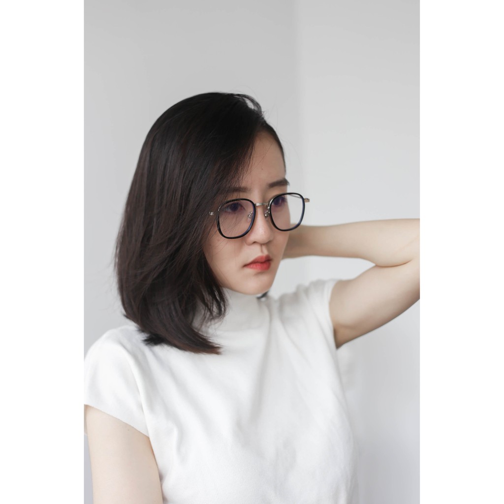 Gọng Kính Cận Nam Nữ Lilyeyewear Mắt Tròn Càng Titanium Thiết Kế Thời Trang 22004