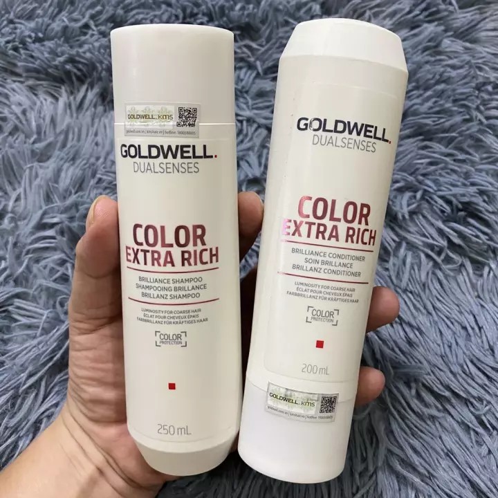 Dầu Gội Dầu Xả Giữ Màu Nhuộm Goldwell - Color Extra Rich Brilliance 250ml+200ml