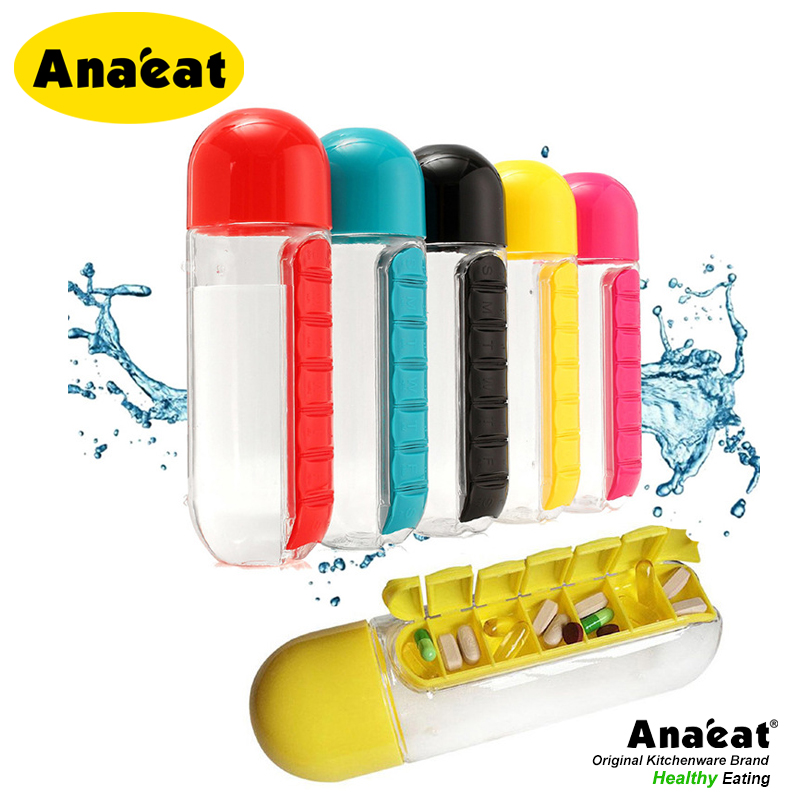 Hộp Đựng Bảo Quản Thuốc 7 Ngăn Anaeat Tích Hợp Bình Và Cốc Uống Nước 2 Trong 1 600ml