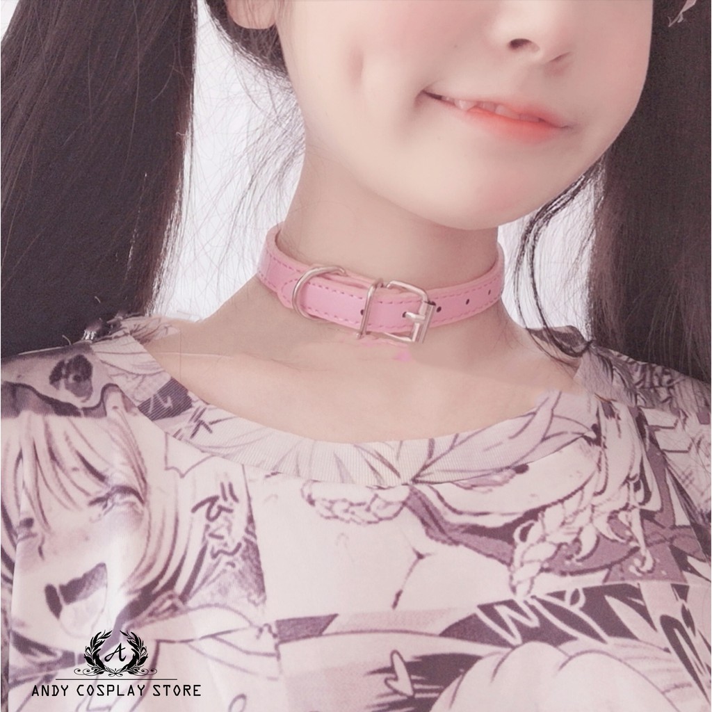 [CÓ SẴN] Vòng cổ giả da đính chuông bạc nhỏ