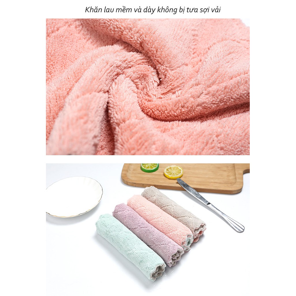 [ Rẻ Vô Địch Deal 1K ] Khăn Lau Bếp, Bát Dĩa, Cốc Chén Thấm Nước Tốt Chống Dính Dầu Mỡ Hai Mặt Hai Màu Loại Lớn | BigBuy360 - bigbuy360.vn