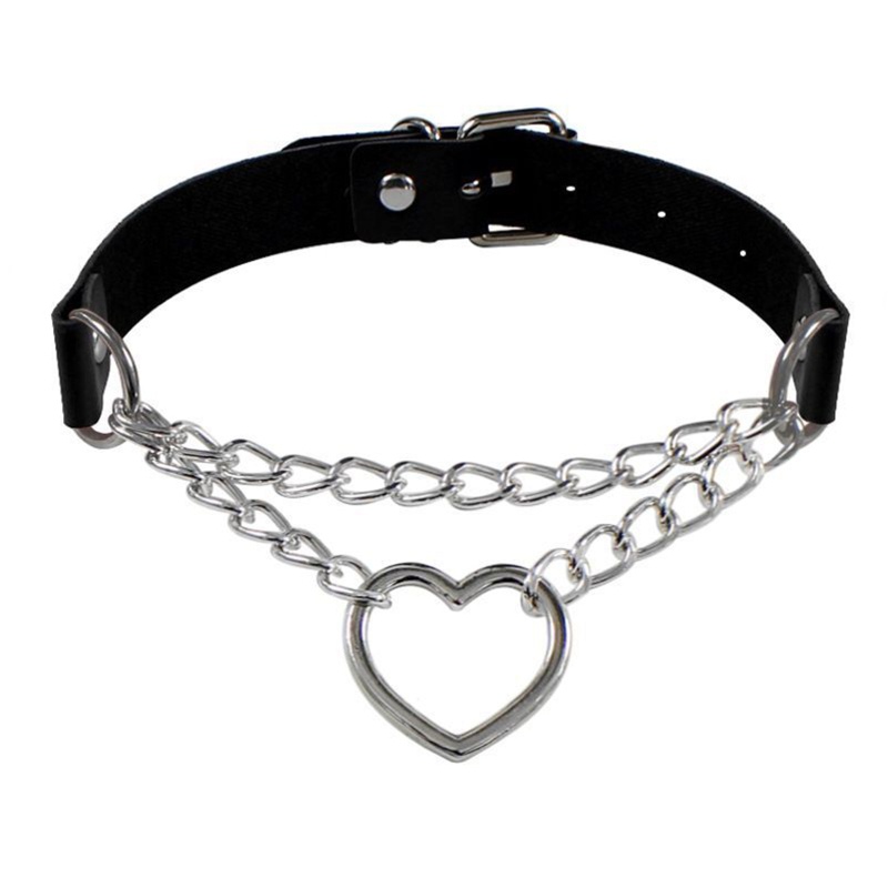 Vòng Cổ Choker Da Mặt Trái Tim Gợi Cảm Dành Cho Nữ