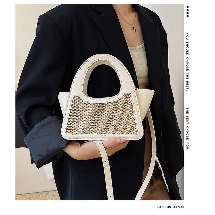 Túi Xách Đeo Vai Đan Cói Hình Vuông Thời Trang Mùa Hè 2022 Cho Nữ