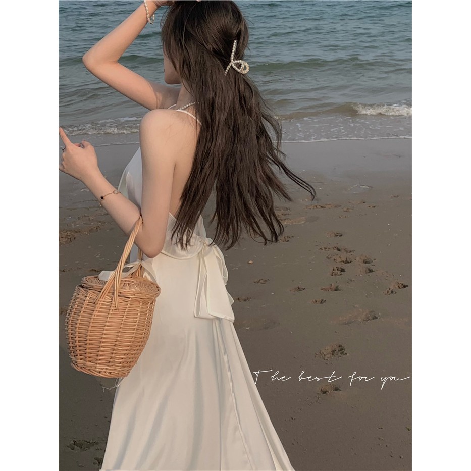 [SẴN SIZE M ] Váy maxi trắng hở lưng siêu xinh đi biển mùa hè 2021 sexy 👈