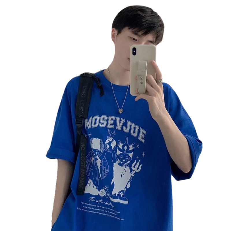 Áo Thun Tay Ngắn Dáng Rộng In Chữ Phong Cách Nhật Bản Thời Trang Mùa Hè Cho Nam Và Nữ