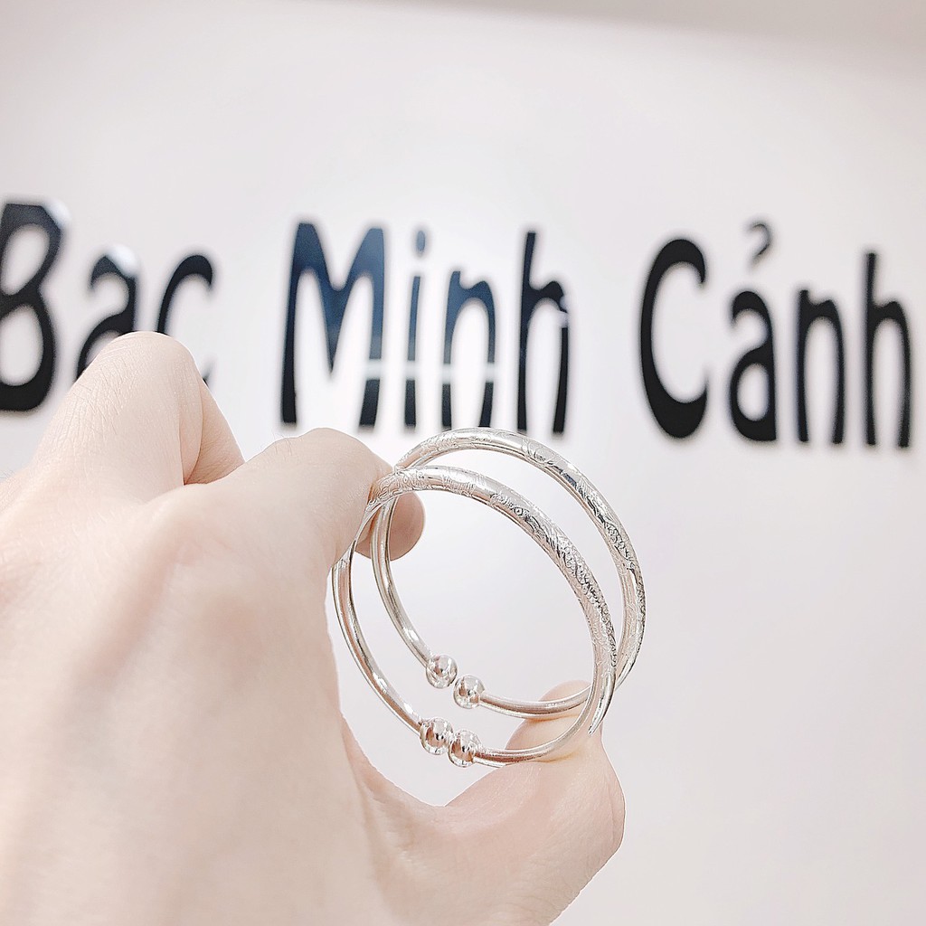 Kiềng Bạc Chạm Khắc Họa Tiết Hình Rồng Cho Bé - Minh Canh Jewelry